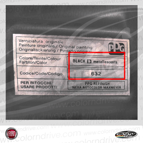 Esempio di etichetta del codice colore FIAT 1